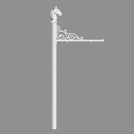 QUALARC Sign System w/Horsehead Finial, NO BASE, White color REPST-001-WHT